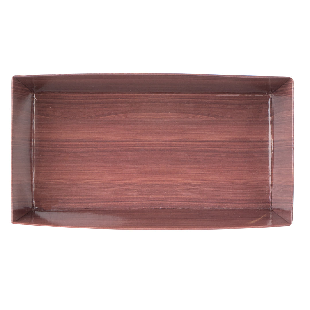 Matsuri Vision Wood Grain Paper Medium Sushi Container - 5 1/2" x 2 3/4" x 1 1/2" - 100 count box