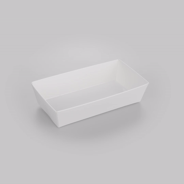 Matsuri Vision Rectangle White Paper Medium Sushi Container - 5 1/2" x 2 3/4" x 1 1/2" - 100 count box
