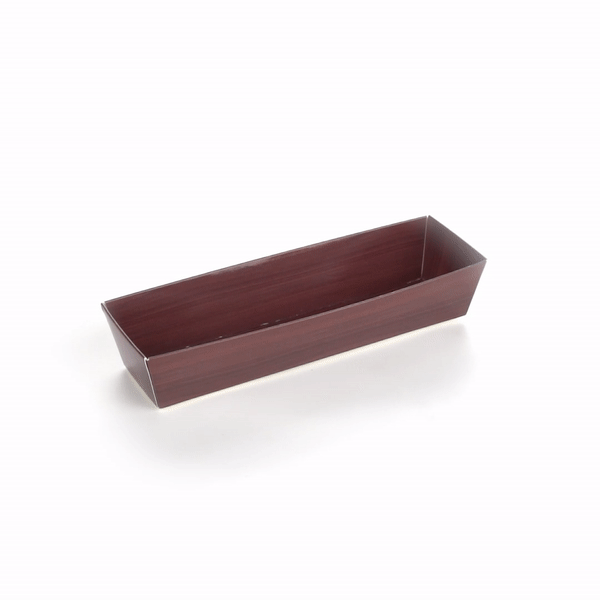 Matsuri Vision Wood Grain Paper Small Maki Sushi Container - 6 1/2" x 1 3/4" x 1 1/2" - 100 count box