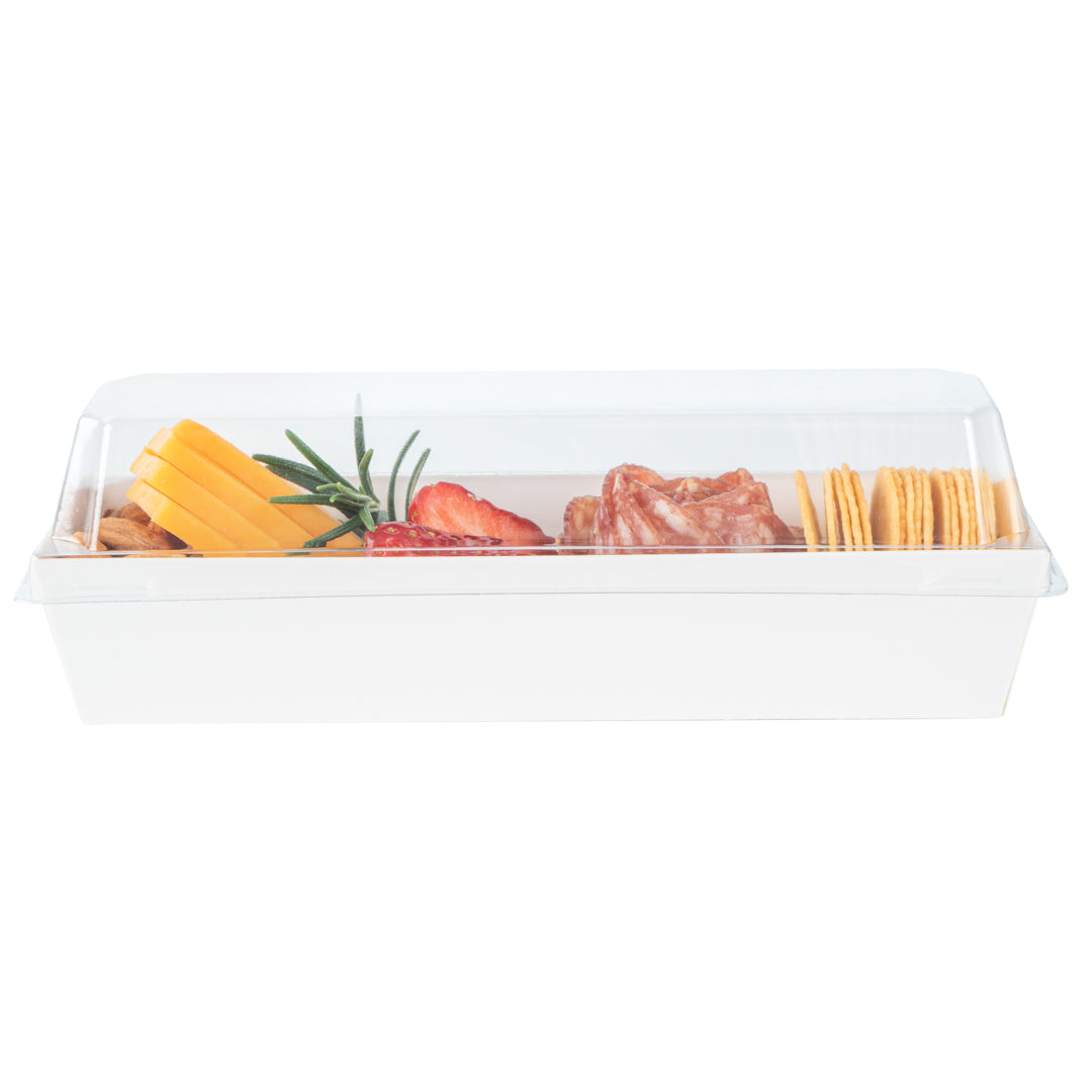 Matsuri Vision White Paper Small Maki Sushi Container - 6 1/2" x 1 3/4" x 1 1/2" - 100 count box