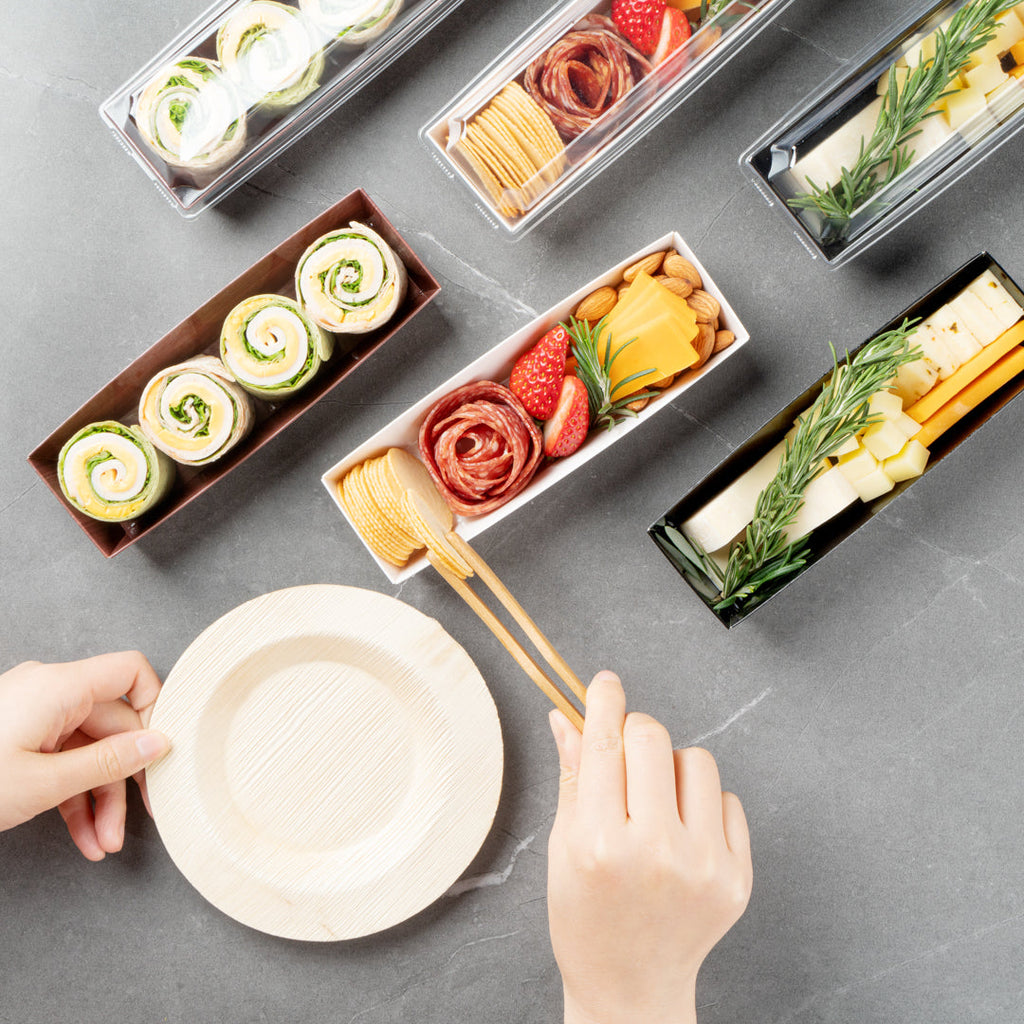 Matsuri Vision White Paper Small Maki Sushi Container - 6 1/2" x 1 3/4" x 1 1/2" - 100 count box