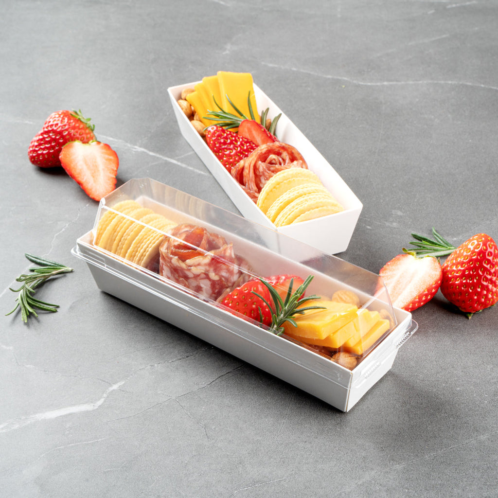 Matsuri Vision White Paper Small Maki Sushi Container - 6 1/2" x 1 3/4" x 1 1/2" - 100 count box