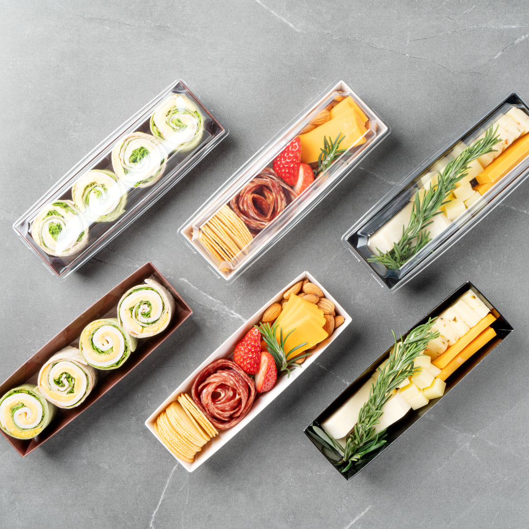 Matsuri Vision White Paper Small Maki Sushi Container - 6 1/2" x 1 3/4" x 1 1/2" - 100 count box