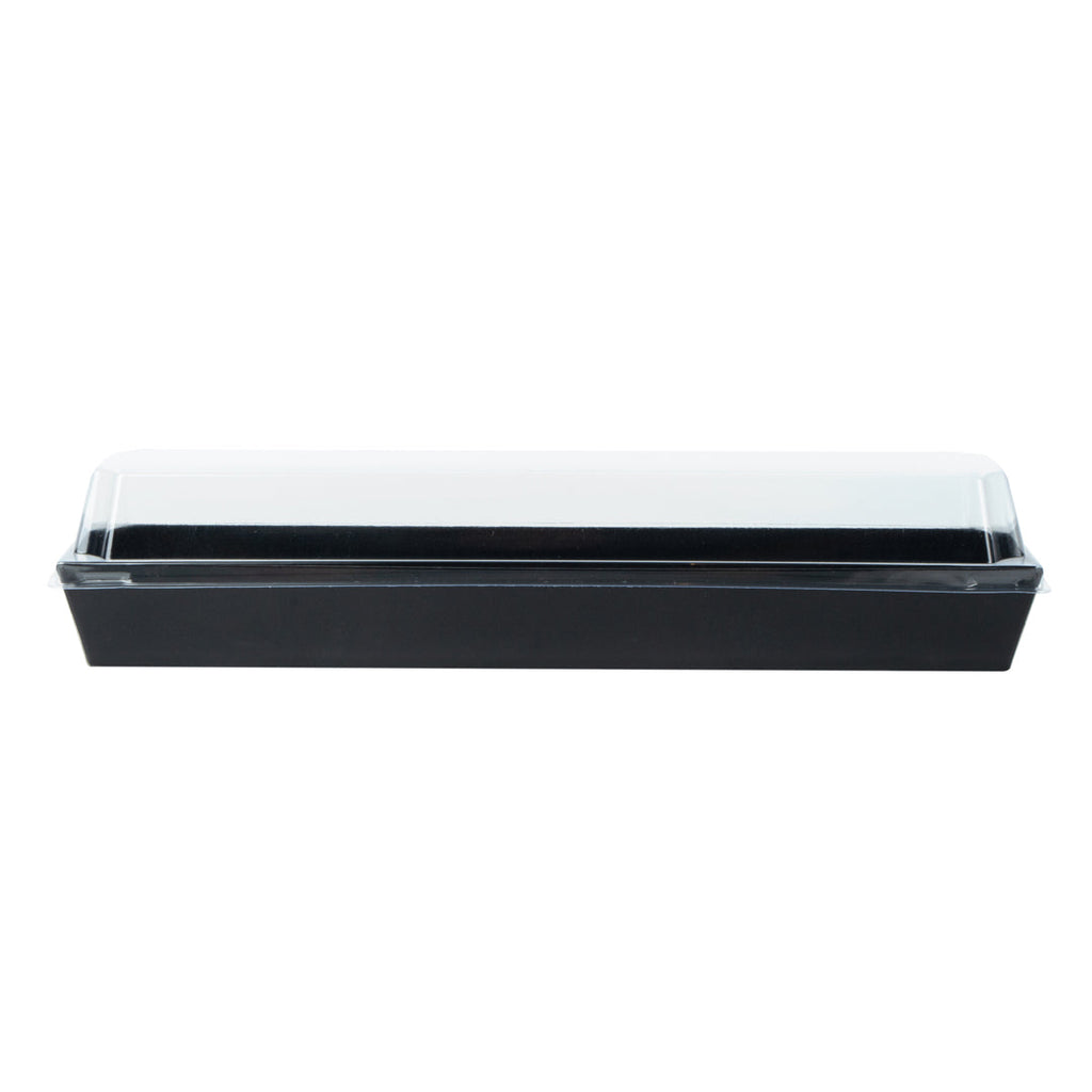 Matsuri Vision Black Paper Large Maki Sushi Container - 11 1/4" x 2" x 1 1/2" - 100 count box