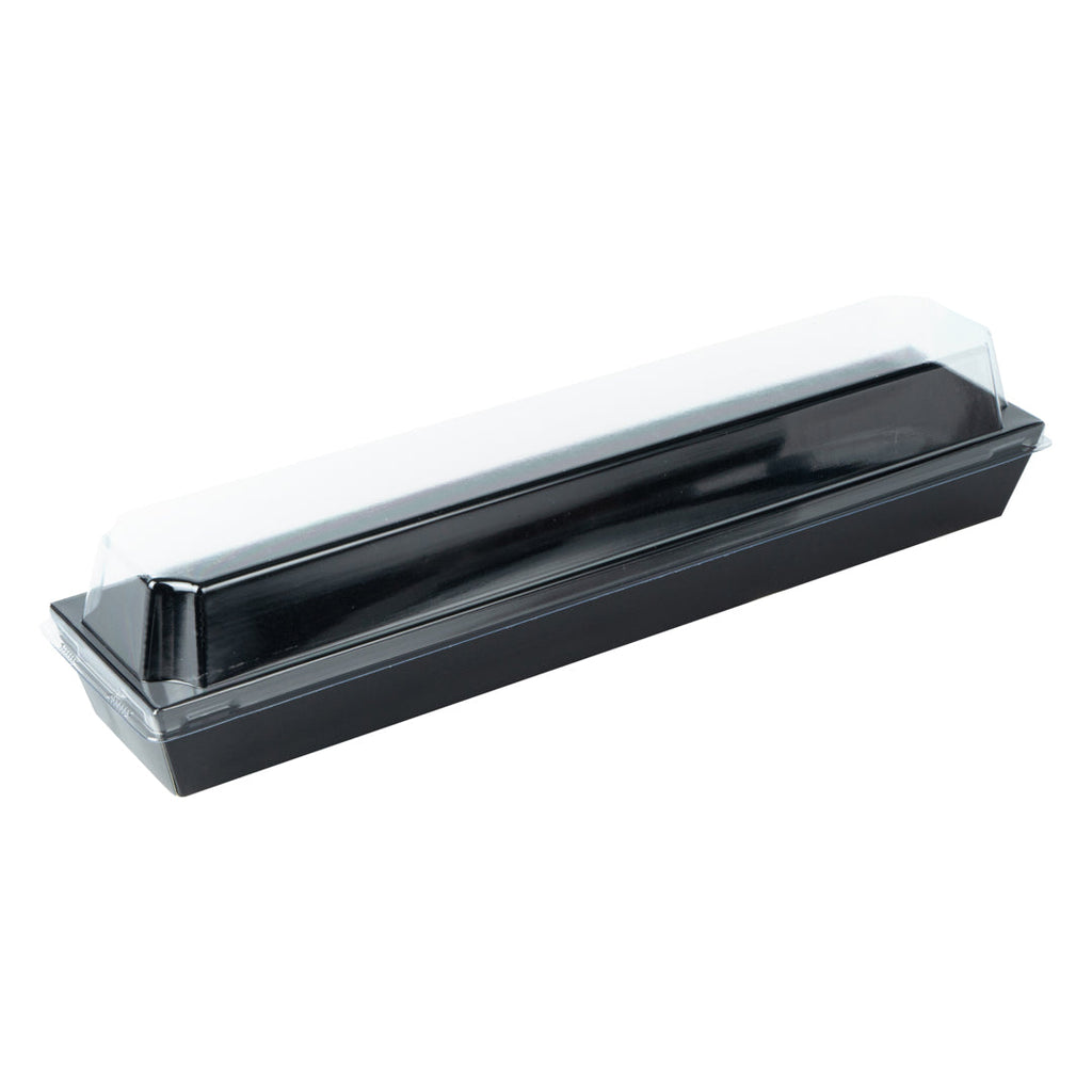 Matsuri Vision Black Paper Large Maki Sushi Container - 11 1/4" x 2" x 1 1/2" - 100 count box