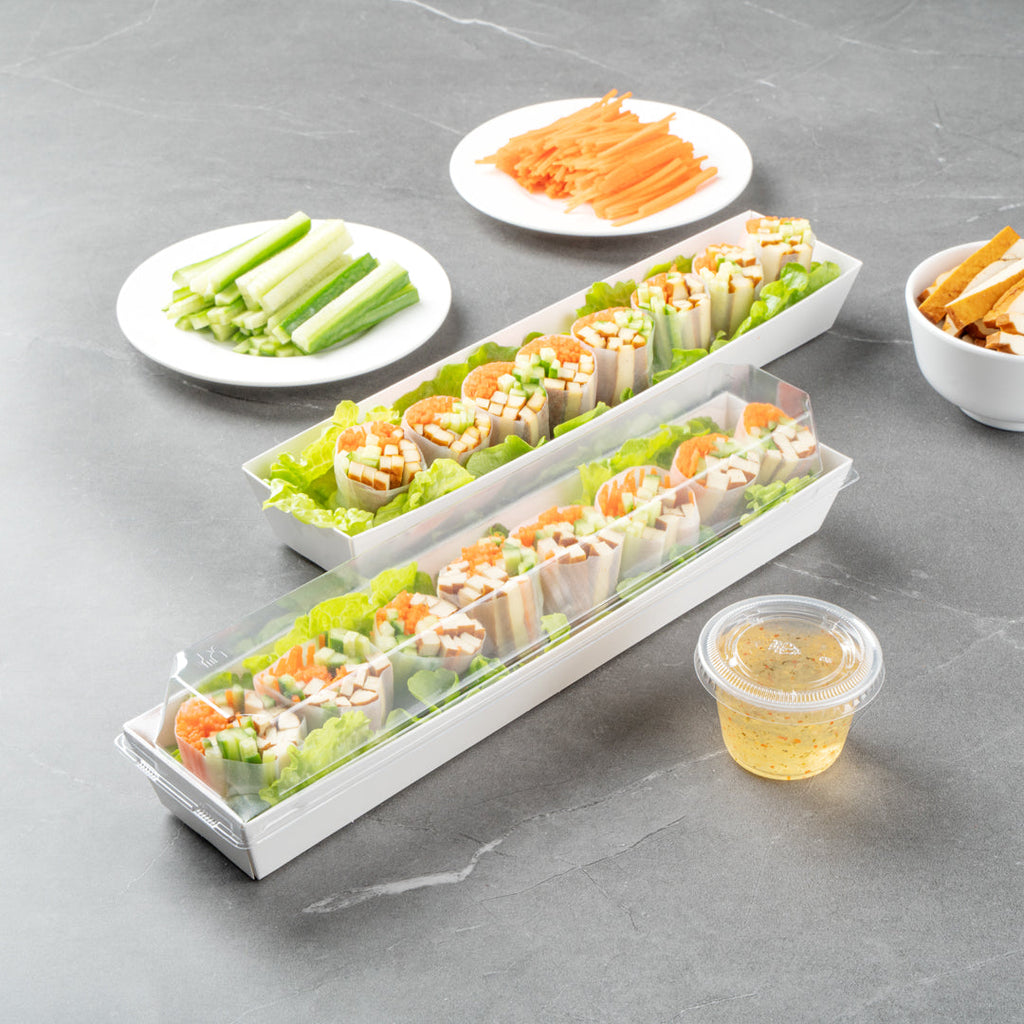 Matsuri Vision White Paper Large Maki Sushi Container - 11 1/4" x 2" x 1 1/2" - 100 count box