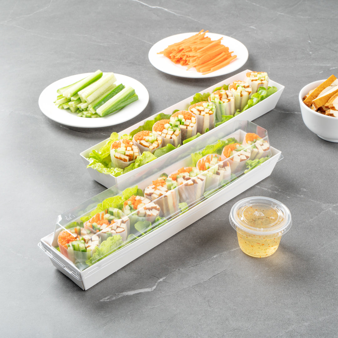 Matsuri Vision White Paper Large Maki Sushi Container - 11 1/4" x 2" x 1 1/2" - 100 count box
