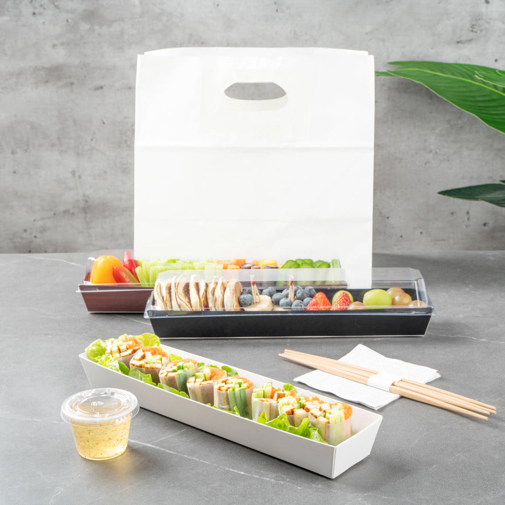 Matsuri Vision White Paper Large Maki Sushi Container - 11 1/4" x 2" x 1 1/2" - 100 count box