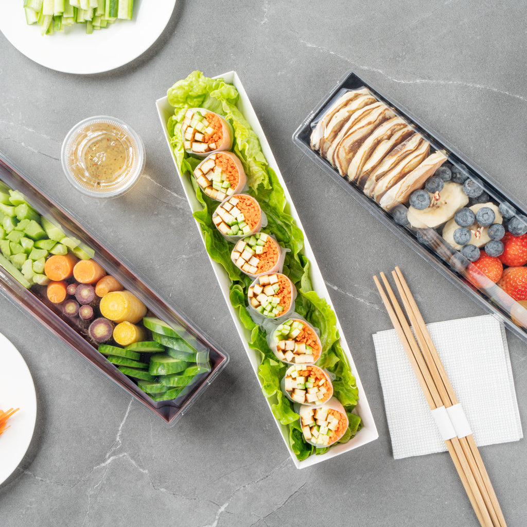 Matsuri Vision White Paper Large Maki Sushi Container - 11 1/4" x 2" x 1 1/2" - 100 count box