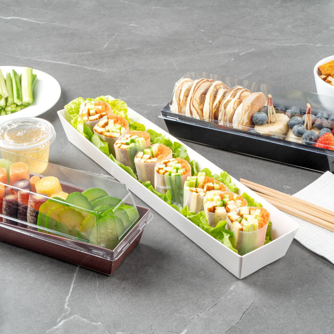 Matsuri Vision White Paper Large Maki Sushi Container - 11 1/4" x 2" x 1 1/2" - 100 count box
