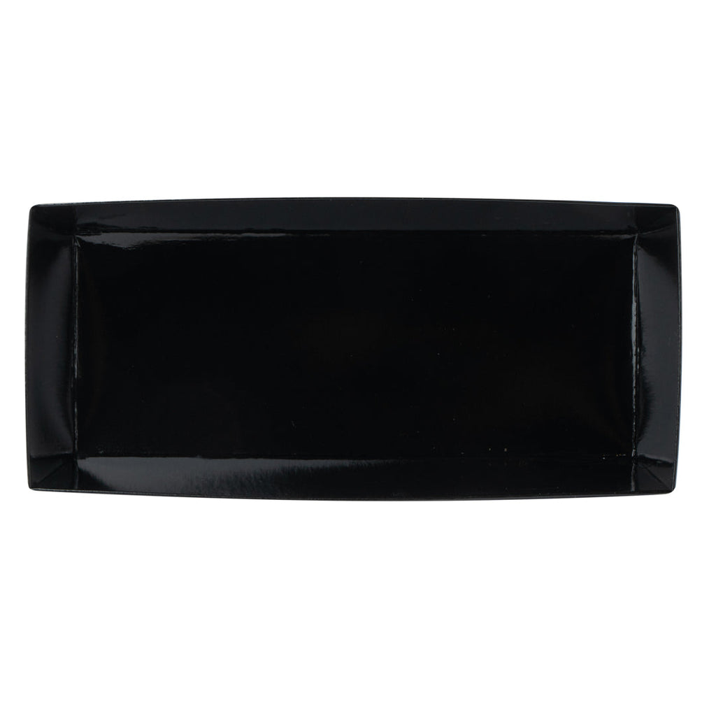 Matsuri Vision Rectangle Black Paper Large Sushi Container - 7" x 2 3/4" x 1 1/2" - 100 count box