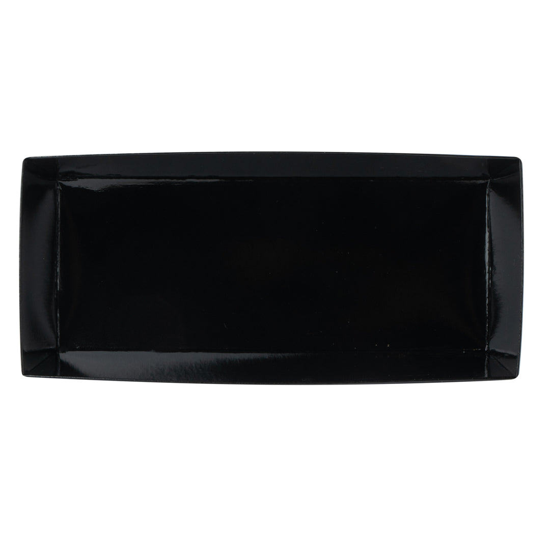 Matsuri Vision Rectangle Black Paper Large Sushi Container - 7" x 2 3/4" x 1 1/2" - 100 count box
