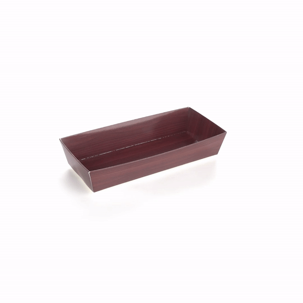 Matsuri Vision Rectangle Wood Grain Paper Large Sushi Container - 7" x 2 3/4" x 1 1/2" - 100 count box