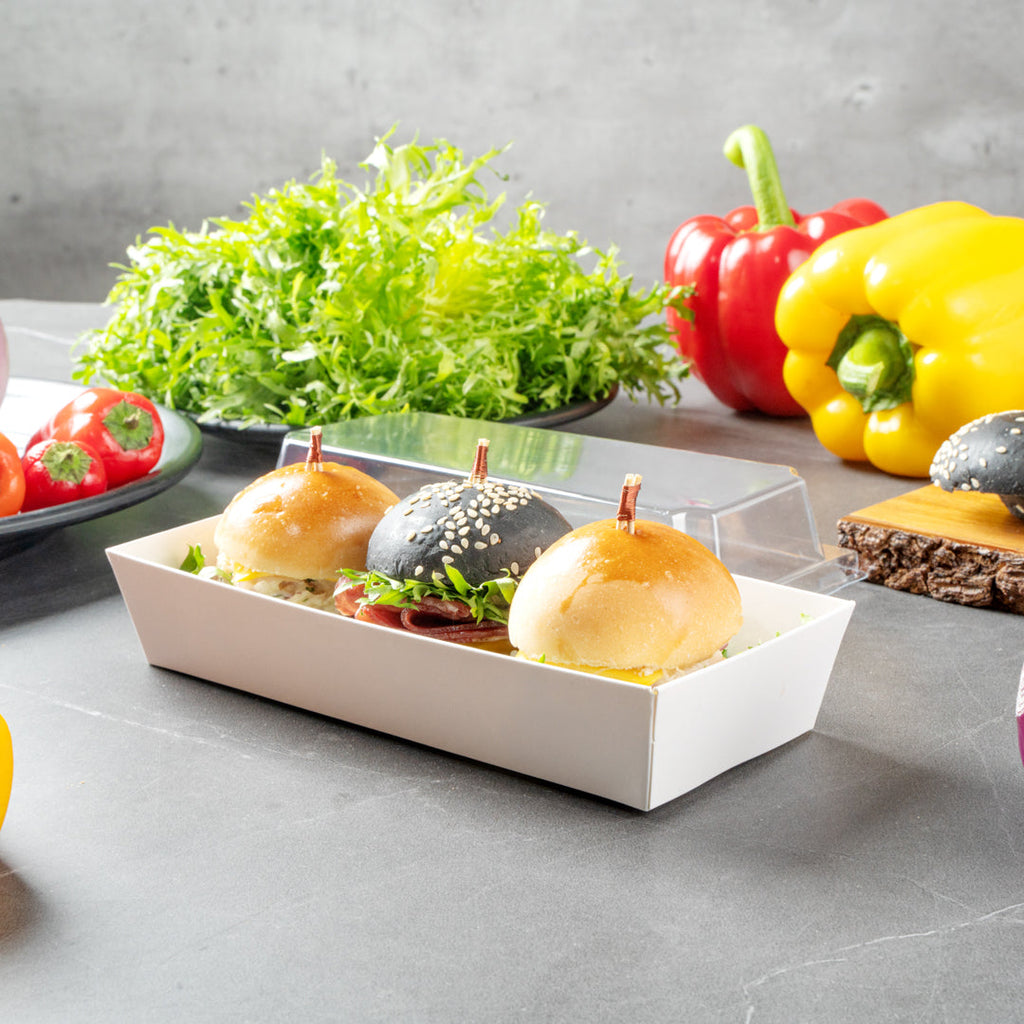 Matsuri Vision Rectangle White Paper Large Sushi Container - 7" x 2 3/4" x 1 1/2" - 100 count box