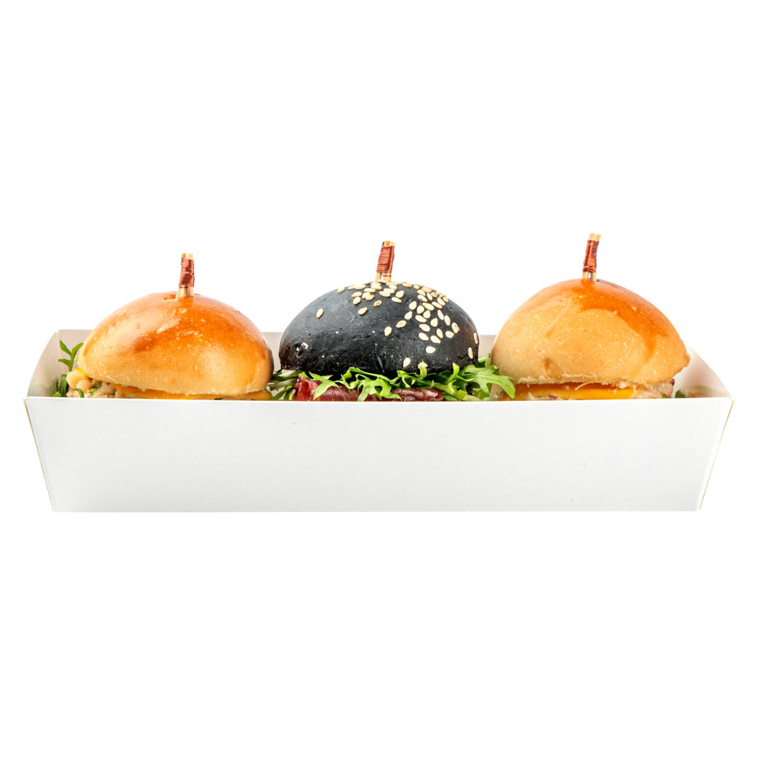 Matsuri Vision Rectangle White Paper Large Sushi Container - 7" x 2 3/4" x 1 1/2" - 100 count box
