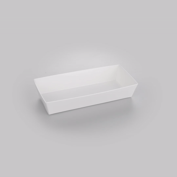 Matsuri Vision Rectangle White Paper Large Sushi Container - 7" x 2 3/4" x 1 1/2" - 100 count box