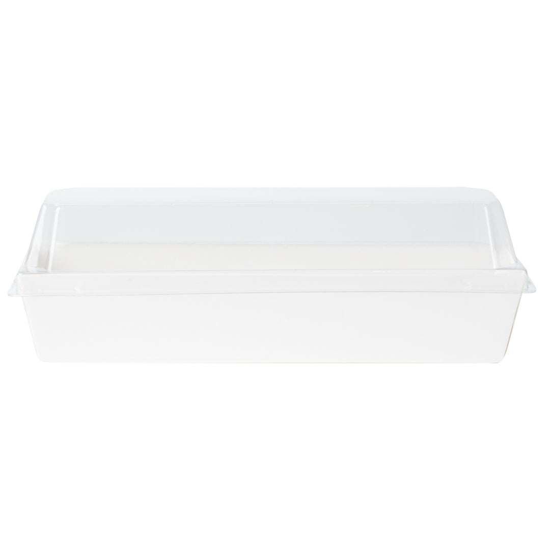 Matsuri Vision Rectangle White Paper Large Sushi Container - 7" x 2 3/4" x 1 1/2" - 100 count box