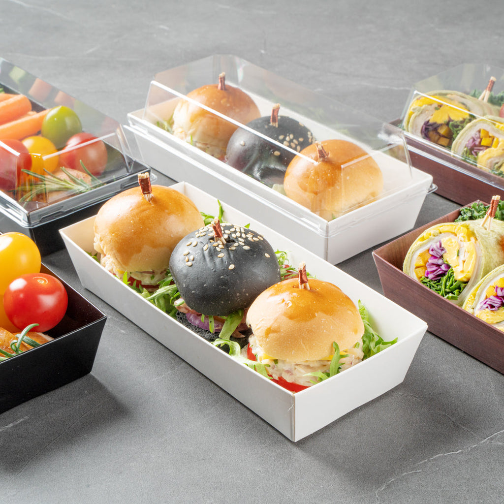 Matsuri Vision Rectangle White Paper Large Sushi Container - 7" x 2 3/4" x 1 1/2" - 100 count box