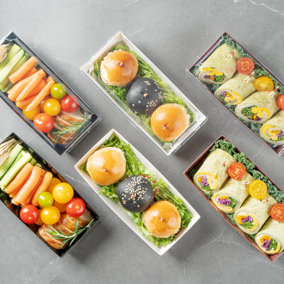 Matsuri Vision Rectangle White Paper Large Sushi Container - 7" x 2 3/4" x 1 1/2" - 100 count box
