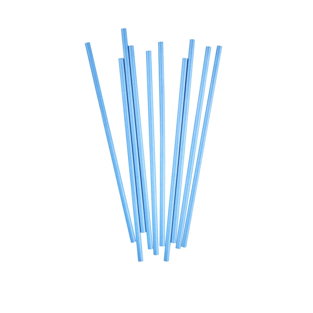 Pastry Tek Sky Blue Paper Cake Pop and Lollipop Stick - Biodegradable - 6" x 5/32" - 25 count box