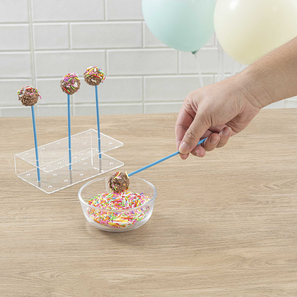 Pastry Tek Sky Blue Paper Cake Pop and Lollipop Stick - Biodegradable - 6" x 5/32" - 100 count box