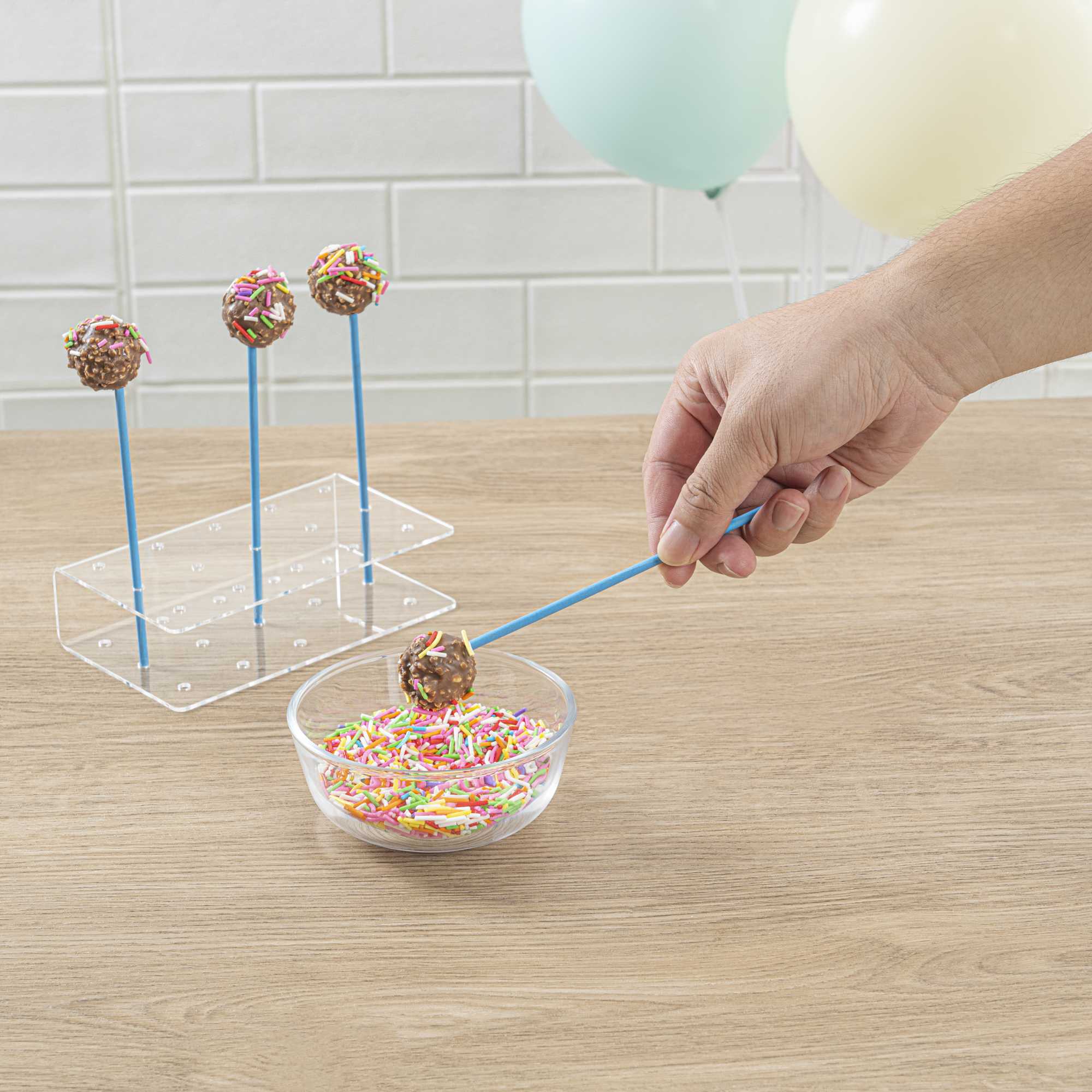 Pastry Tek Sky Blue Paper Cake Pop and Lollipop Stick - Biodegradable - 6" x 5/32" - 100 count box