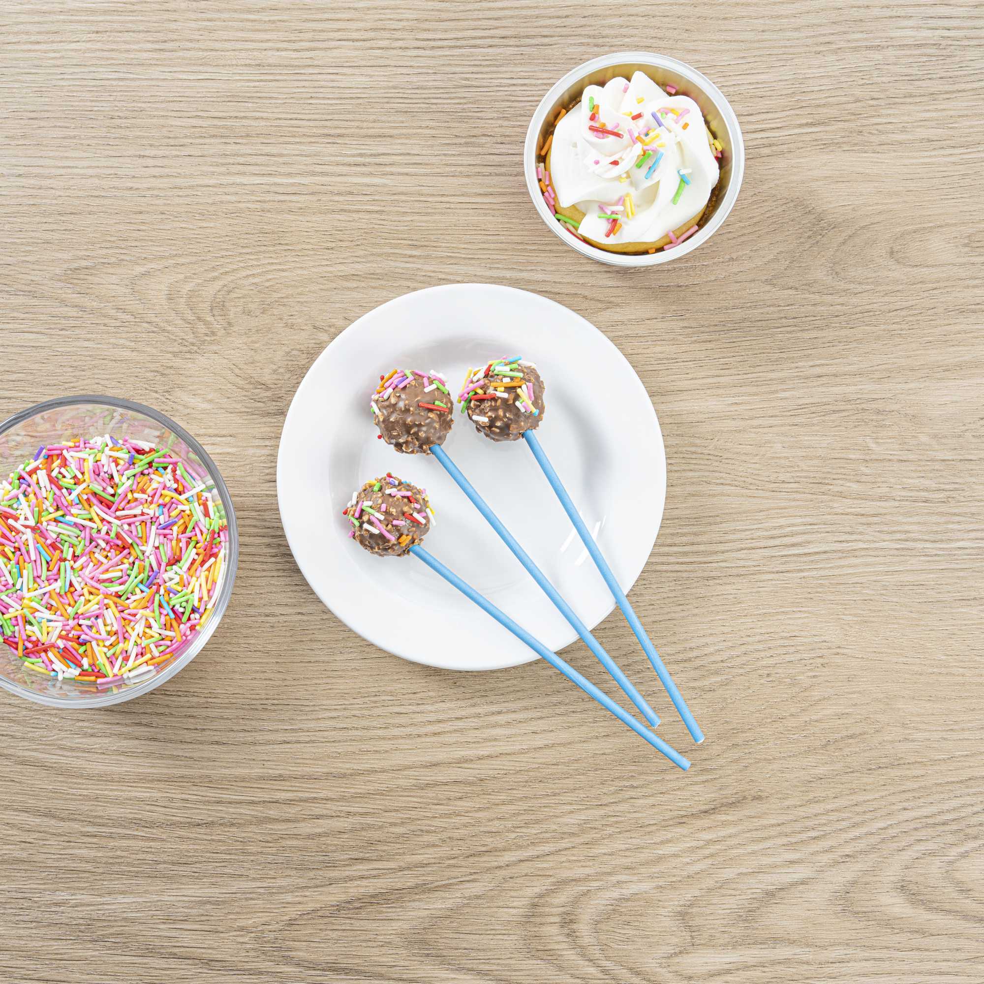 Pastry Tek Sky Blue Paper Cake Pop and Lollipop Stick - Biodegradable - 6" x 5/32" - 100 count box