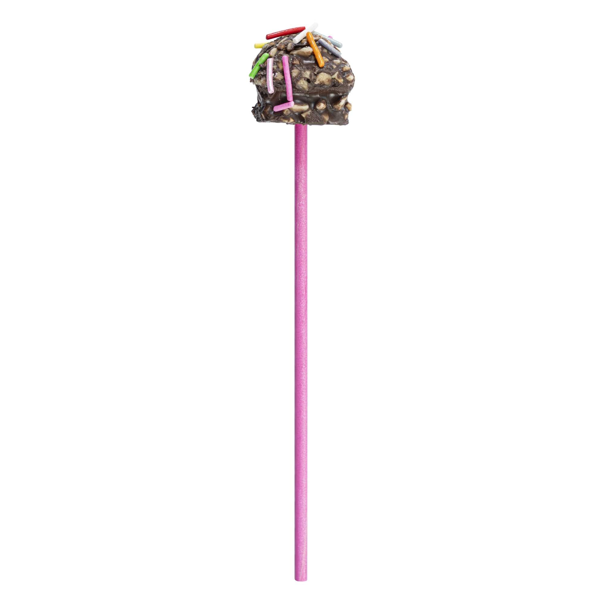 Pastry Tek Pink Paper Cake Pop and Lollipop Stick - Biodegradable - 6" x 5/32" - 25 count box
