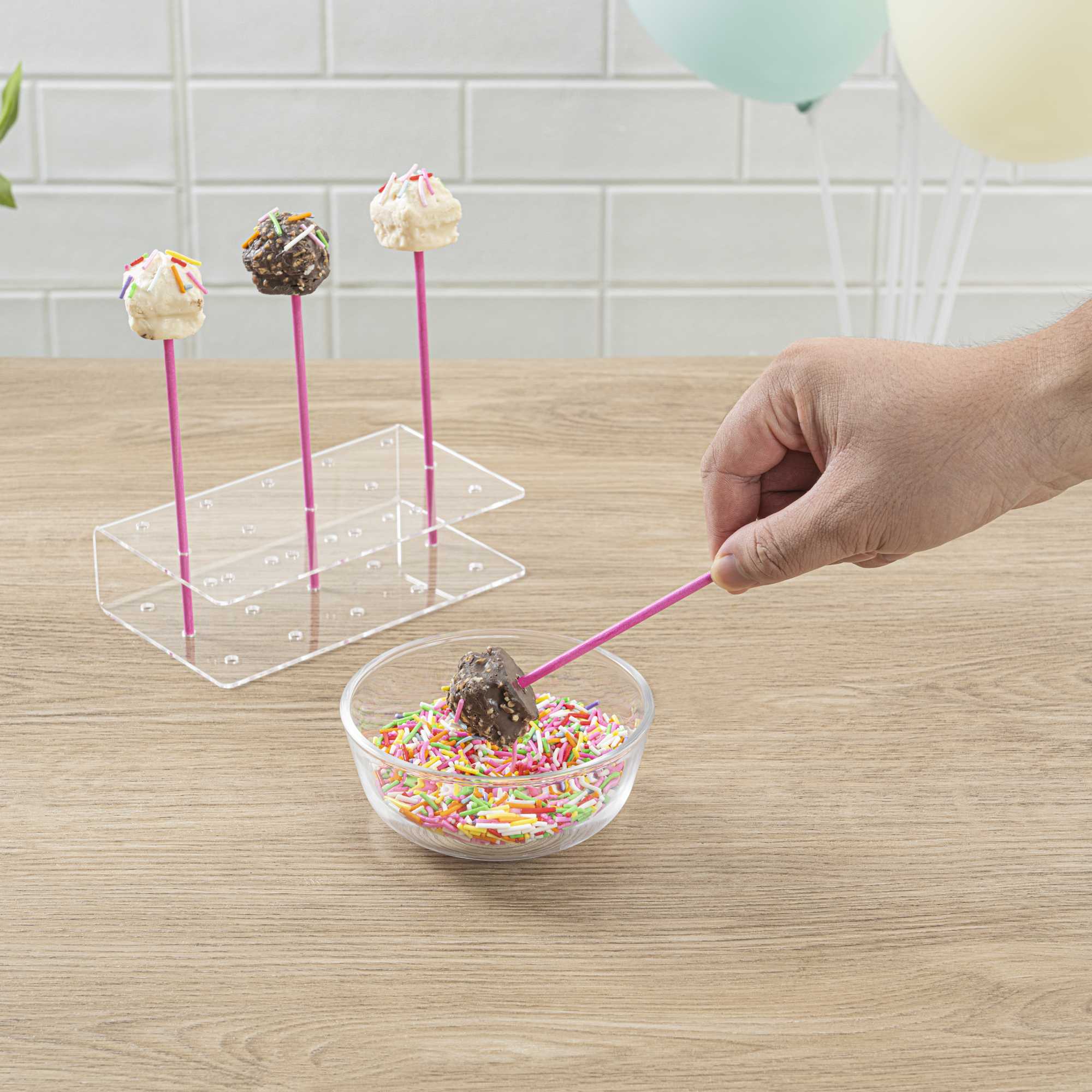 Pastry Tek Pink Paper Cake Pop and Lollipop Stick - Biodegradable - 6" x 5/32" - 25 count box