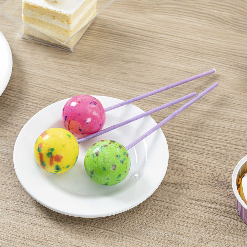 Pastry Tek Purple Paper Cake Pop and Lollipop Stick - Biodegradable - 6" x 5/32" - 100 count box
