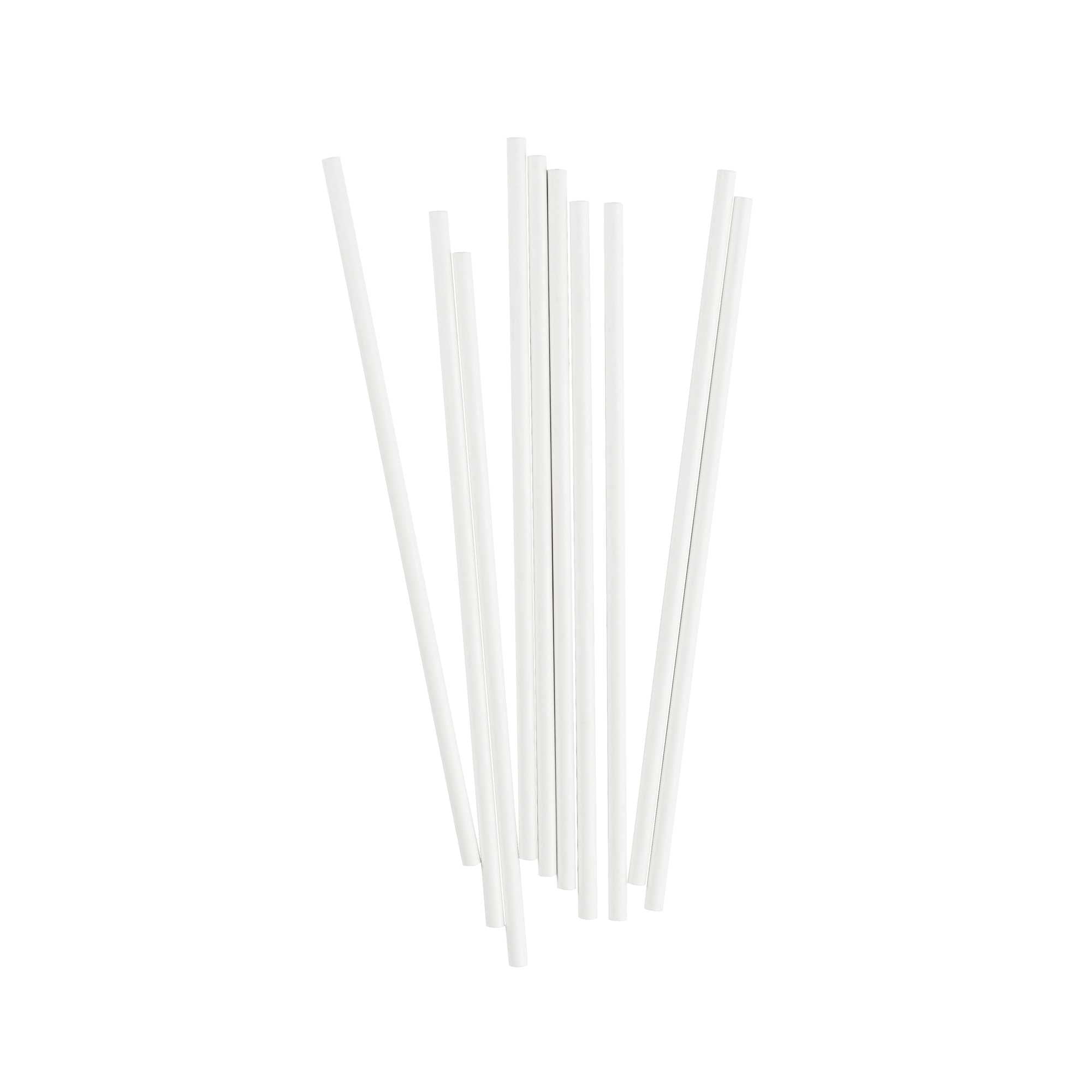 Pastry Tek White Paper Coffee Stirrer and Lollipop Stick - Biodegradable - 6" x 5/32" - 25 count box
