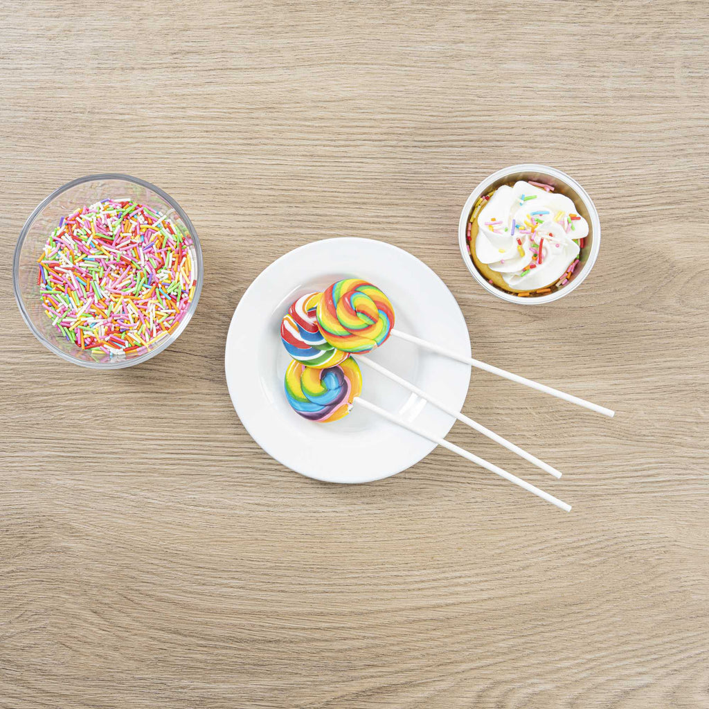 Pastry Tek White Paper Coffee Stirrer and Lollipop Stick - Biodegradable - 6" x 5/32" - 100 count box