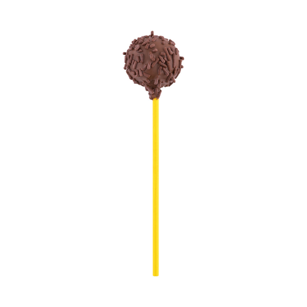 Pastry Tek Yellow Paper Cake Pop and Lollipop Stick - Biodegradable - 6" x 5/32" - 25 count box