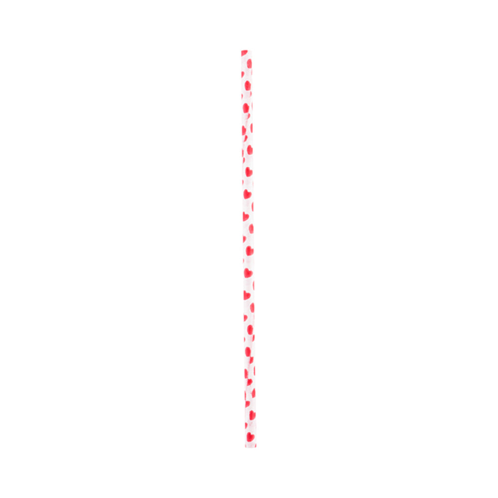 Pastry Tek Red Hearts Paper Cake Pop and Lollipop Stick - Biodegradable - 6" x 5/32" - 25 count box