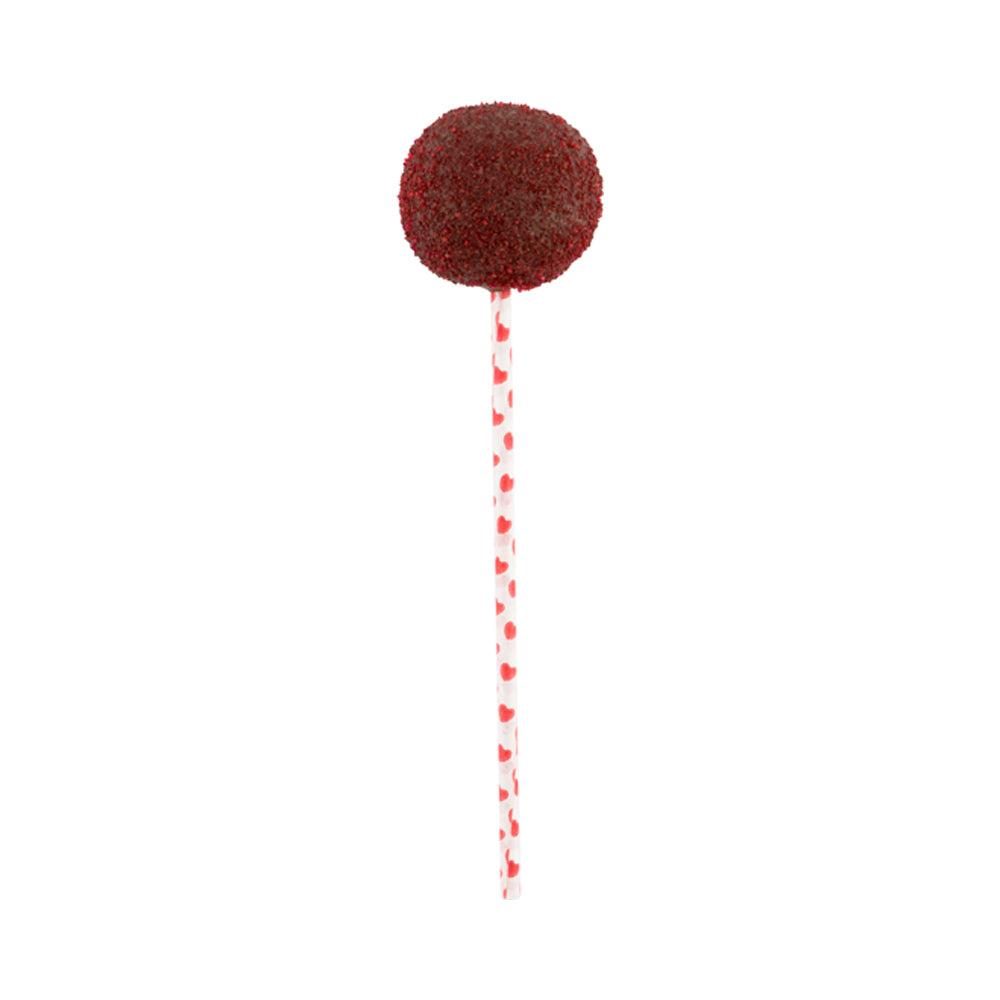 Pastry Tek Red Hearts Paper Cake Pop and Lollipop Stick - Biodegradable - 6" x 5/32" - 25 count box
