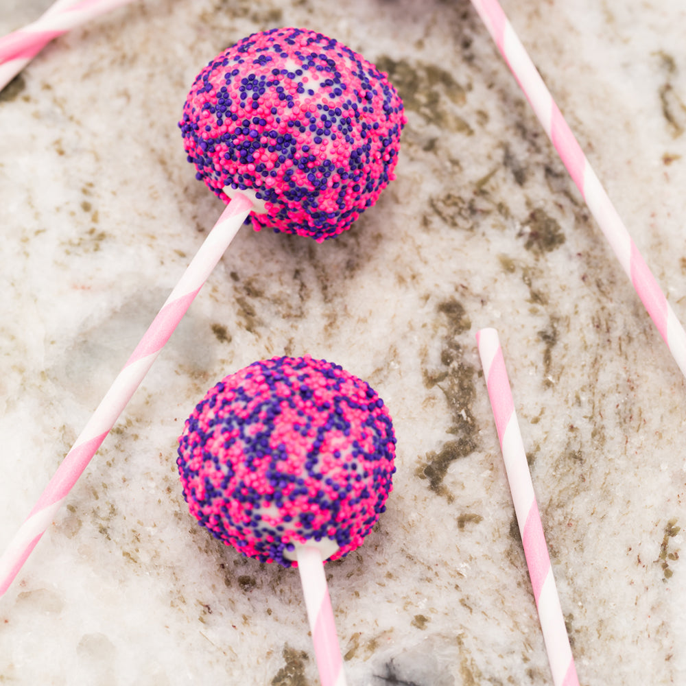 Pastry Tek Pink Paper Cake Pop and Lollipop Stick - Spirals, Biodegradable - 6" x 5/32" - 100 count box