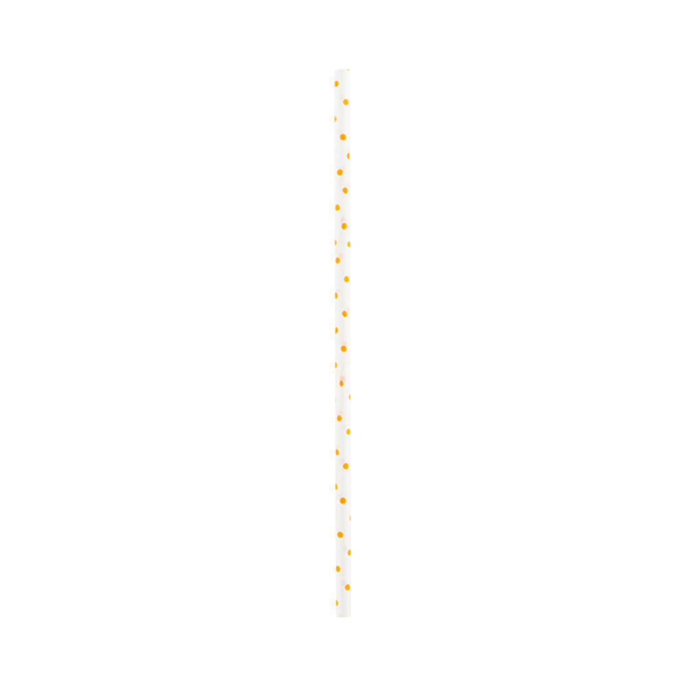 Pastry Tek Orange Paper Cake Pop and Lollipop Stick - Polka Dots, Biodegradable - 6" x 5/32" - 25 count box