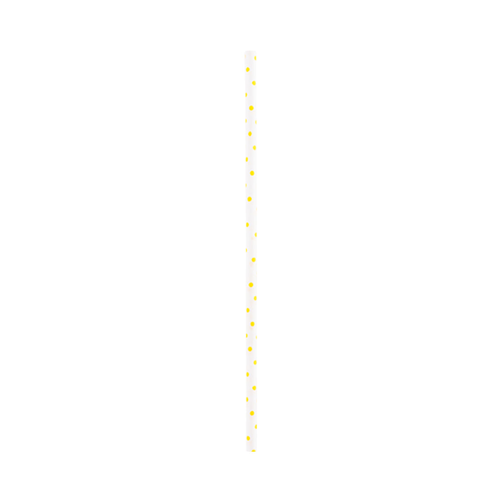 Pastry Tek Yellow Paper Cake Pop and Lollipop Stick - Polka Dots, Biodegradable - 6" x 5/32" - 25 count box