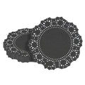 Pastry Tek Round Black Paper Doilies - Lace - 4" x 4" - 4000 count box
