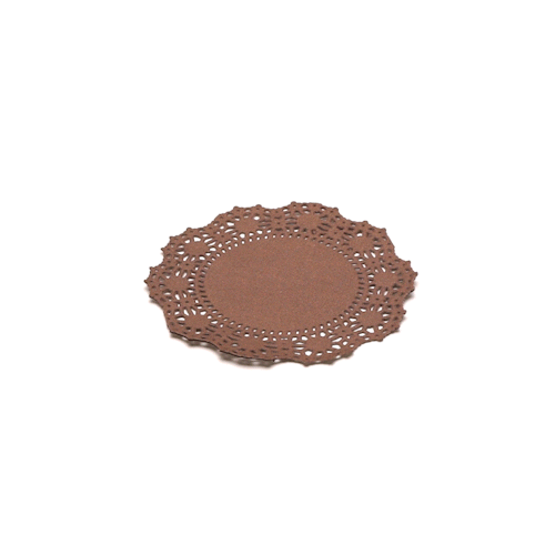 Pastry Tek Round Brown Paper Doilies - Lace - 4" x 4" - 4000 count box