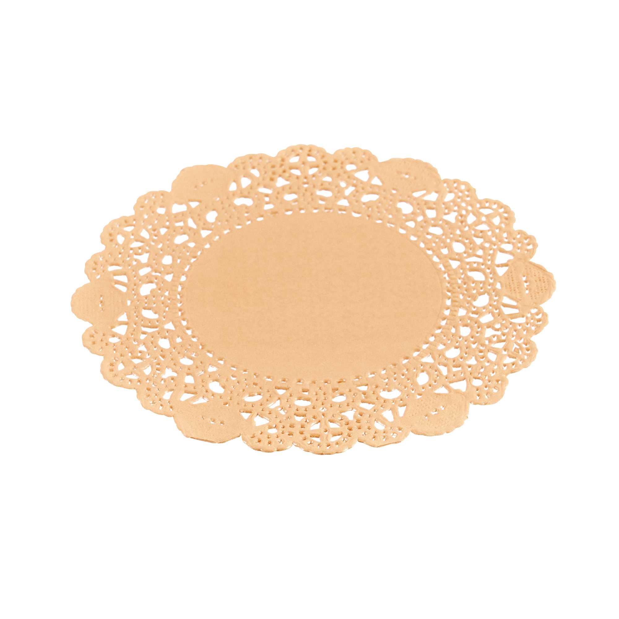 Pastry Tek Round Coral Paper Doilies - Lace - 4" x 4" - 100 count box