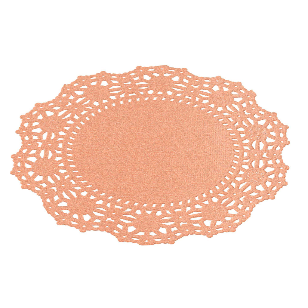 Pastry Tek Round Coral Paper Doilies - Lace - 4" x 4" - 4000 count box