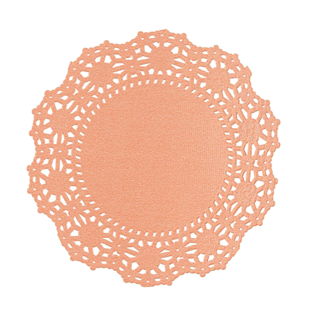 Pastry Tek Round Coral Paper Doilies - Lace - 4" x 4" - 4000 count box