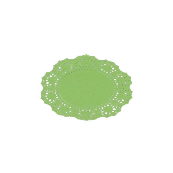 Pastry Tek Round Green Paper Doilies - Lace - 4" x 4" - 4000 count box