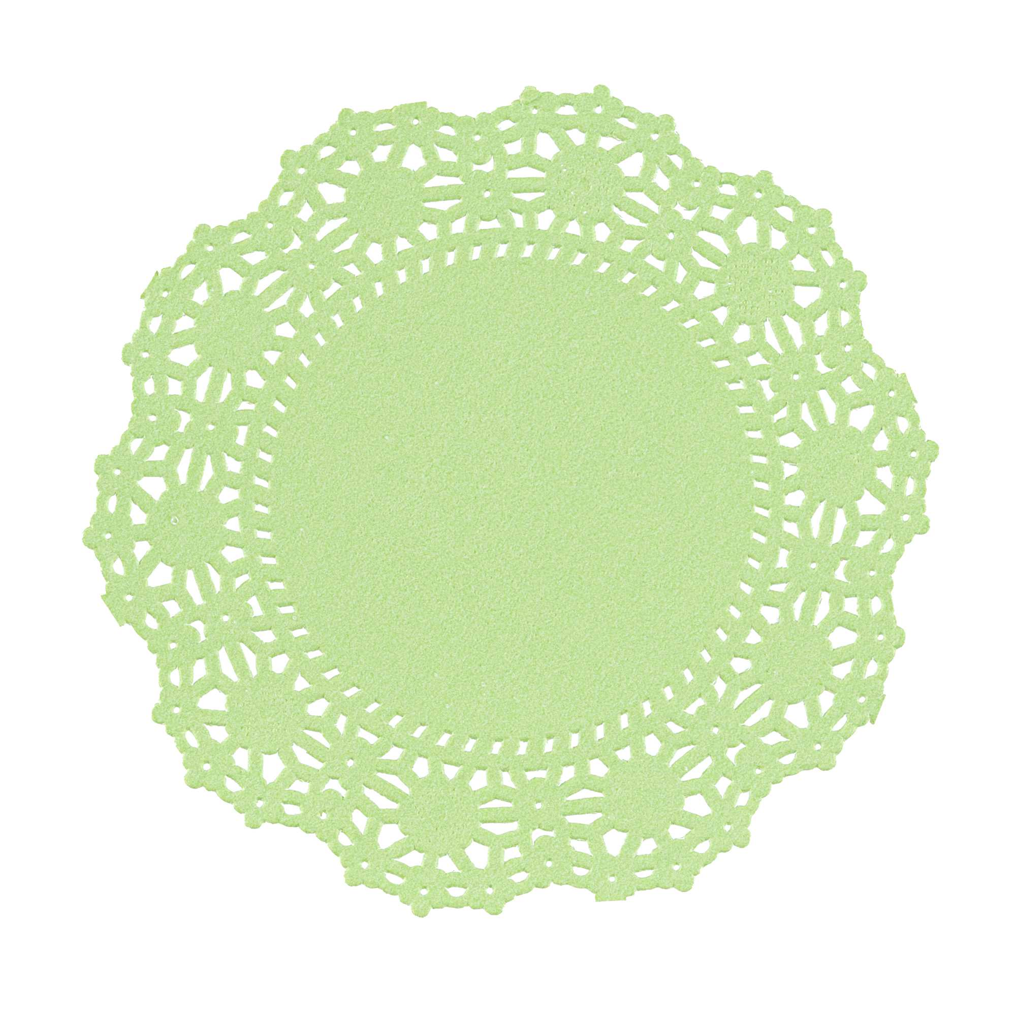 Pastry Tek Round Green Paper Doilies - Lace - 4" x 4" - 4000 count box
