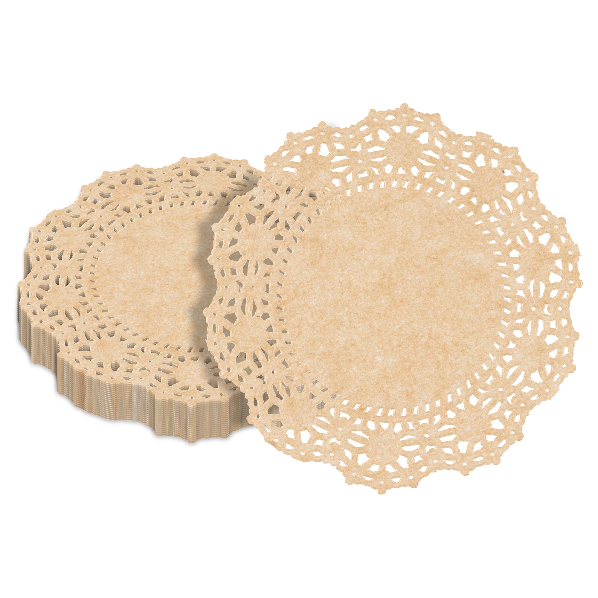 Pastry Tek Round Kraft Paper Doilies - Lace - 4" x 4" - 100 count box