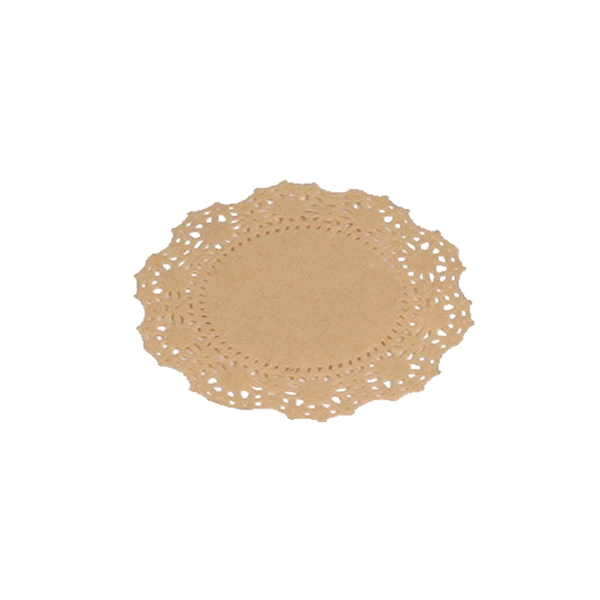 Pastry Tek Round Kraft Paper Doilies - Lace - 4" x 4" - 4000 count box