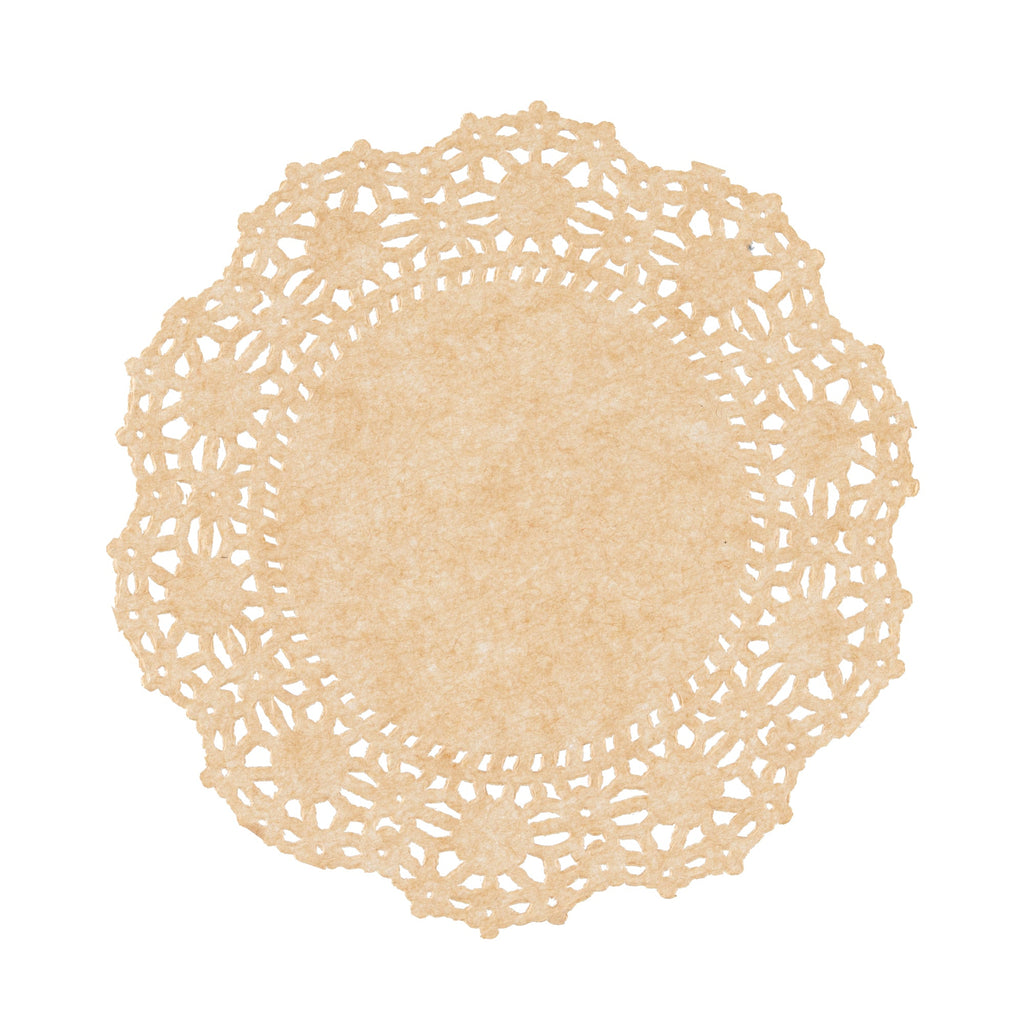 Pastry Tek Round Kraft Paper Doilies - Lace - 4" x 4" - 4000 count box