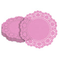 Pastry Tek Round Pink Paper Doilies - Lace - 4" x 4" - 100 count box