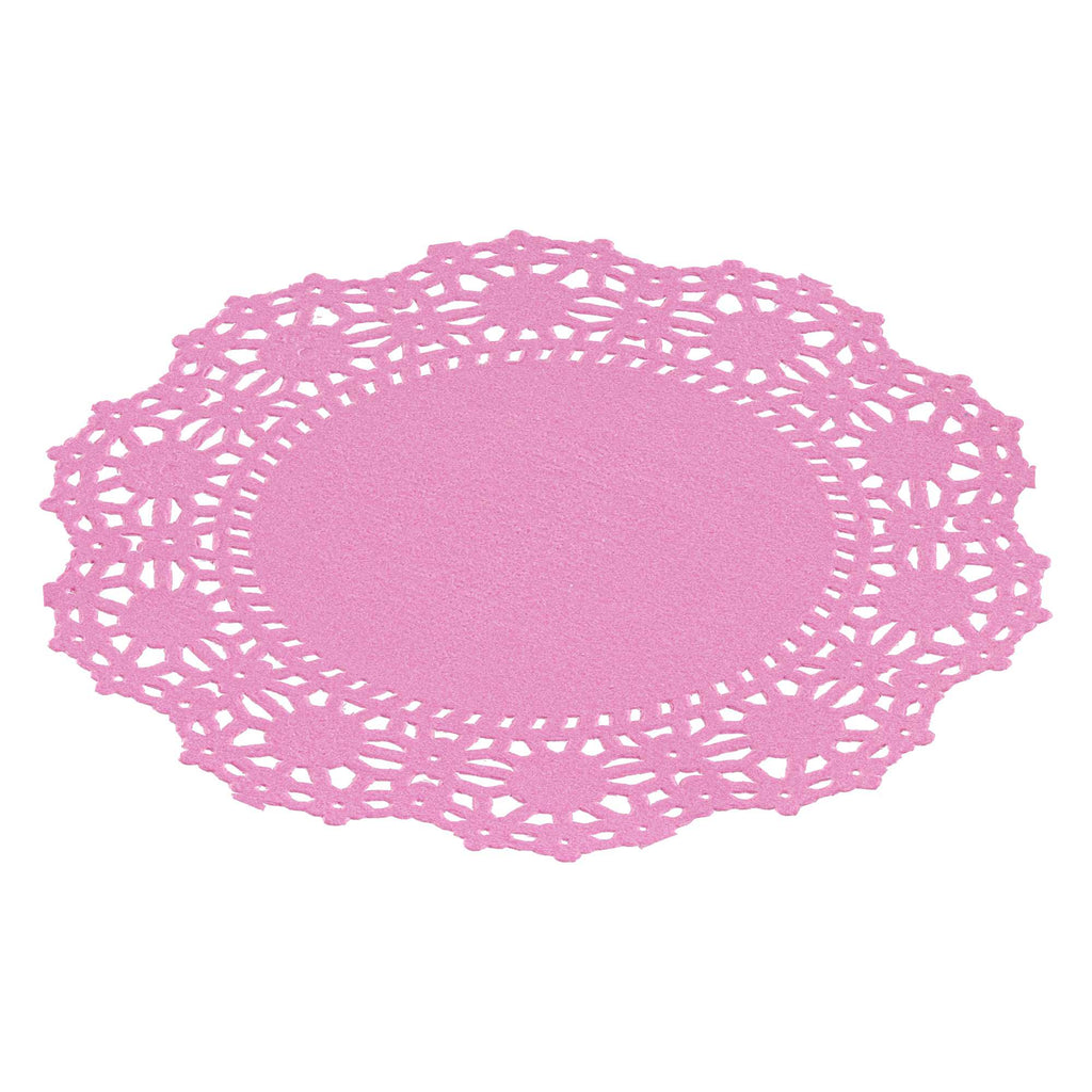 Pastry Tek Round Pink Paper Doilies - Lace - 4" x 4" - 4000 count box